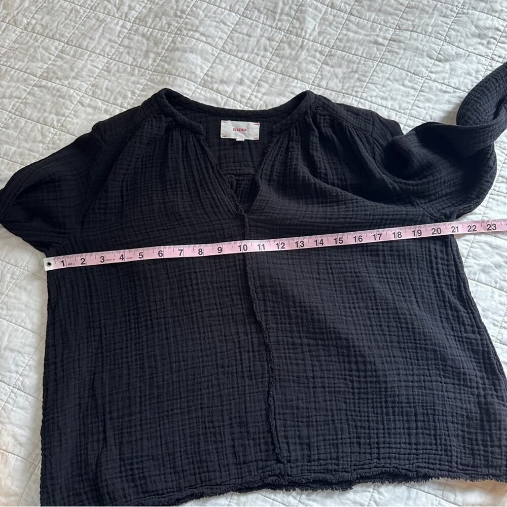 XiRENA Cotton Gauze V-Neck Popover Top Black XS - Picture 6 of 8